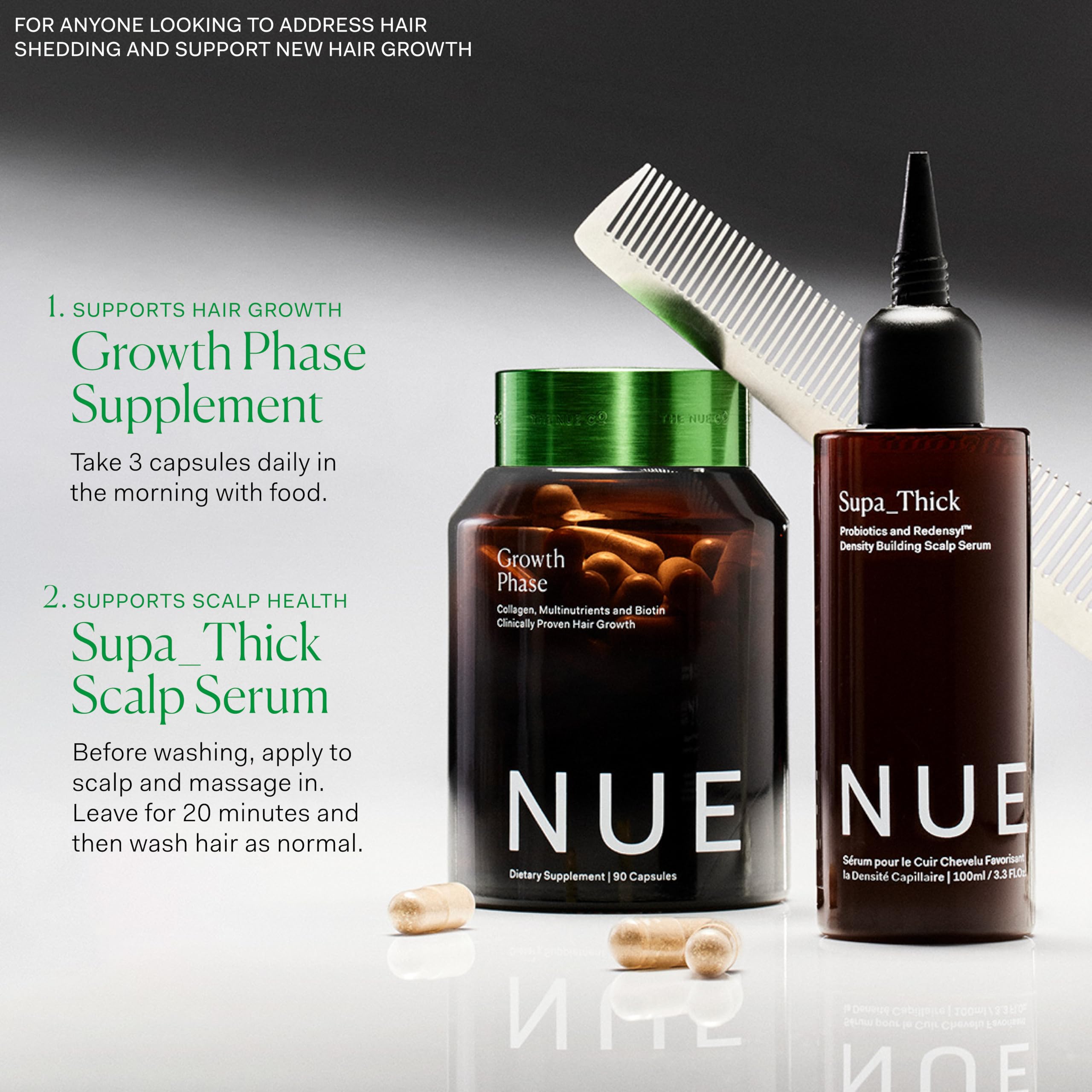 The Nue Co Supa Thick Hair Serum | Lightweight vegan scalp serum for growth & reduced shedding | 4 oz (100 mL)
