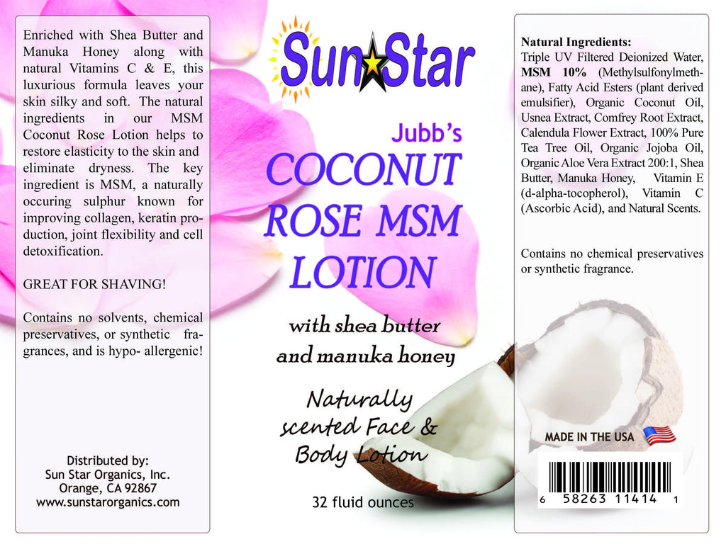 MSM Lotion Coconut Rose 32oz | The Raw Food World