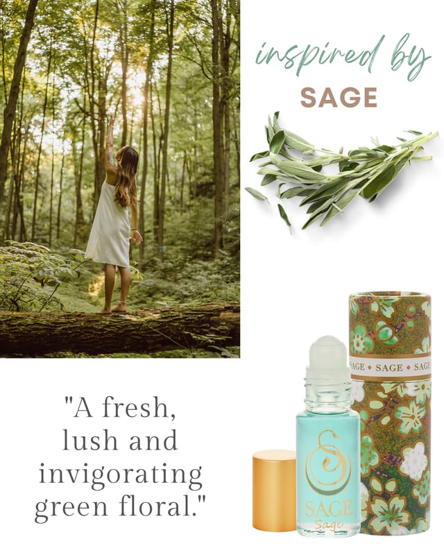 The Sage Lifestyle Sage Roll On – Cucumber & White Sage Perfume, Travel Size