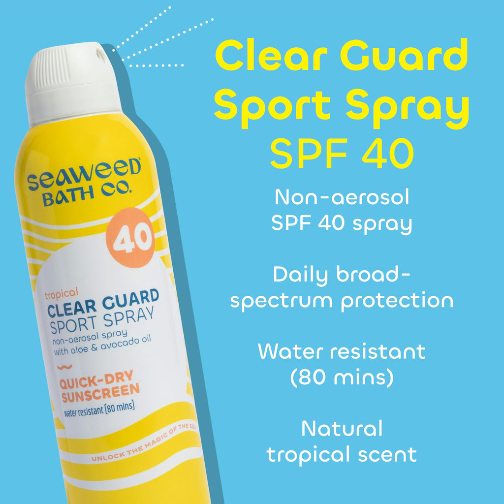 Seaweed Bath Co. Clear Guard SPF 40 Sport Sunscreen Spray – 6 oz (Pack of 2)