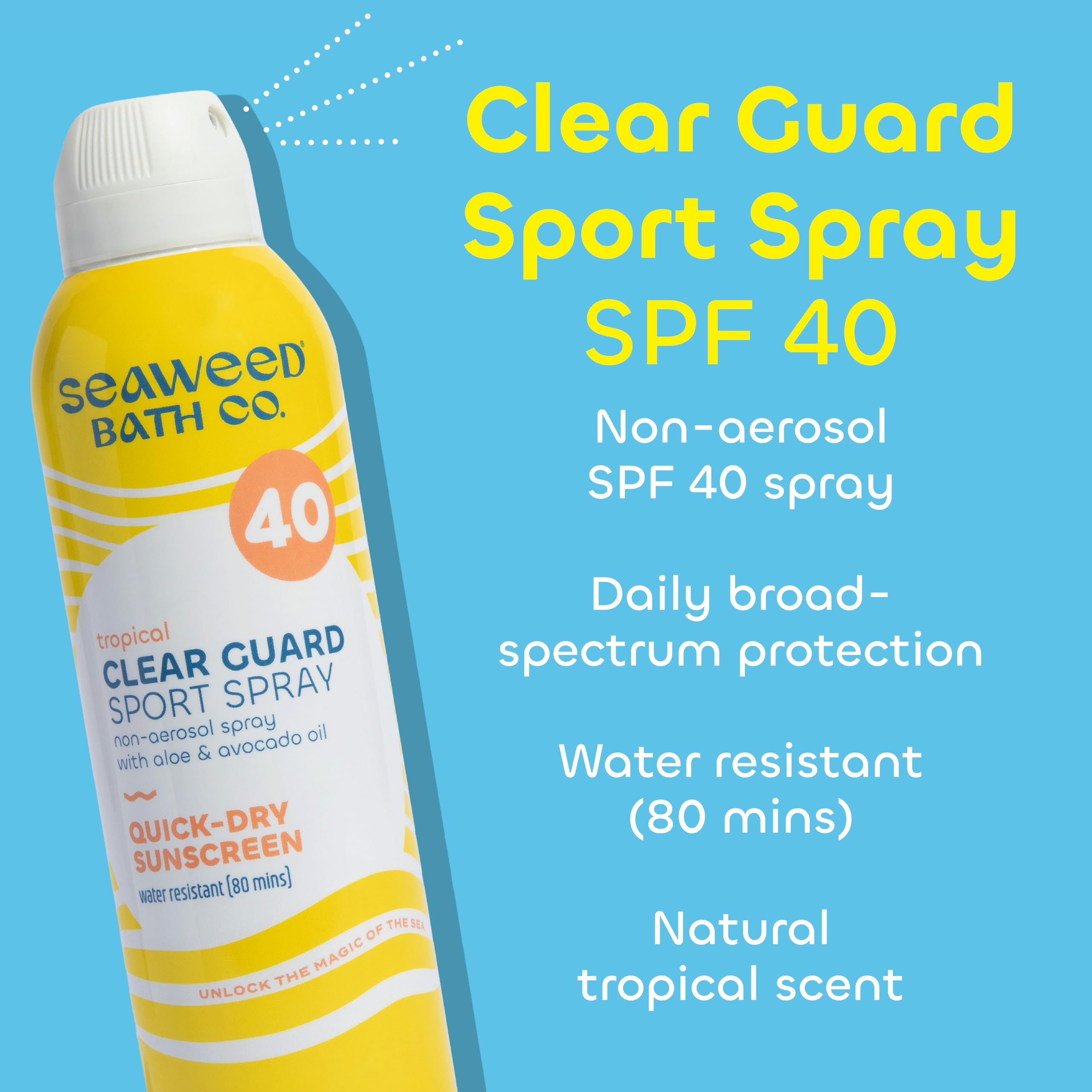 Seaweed Bath Co. Clear Guard SPF 40 Sport Sunscreen Spray – 6 oz (Pack of 2)