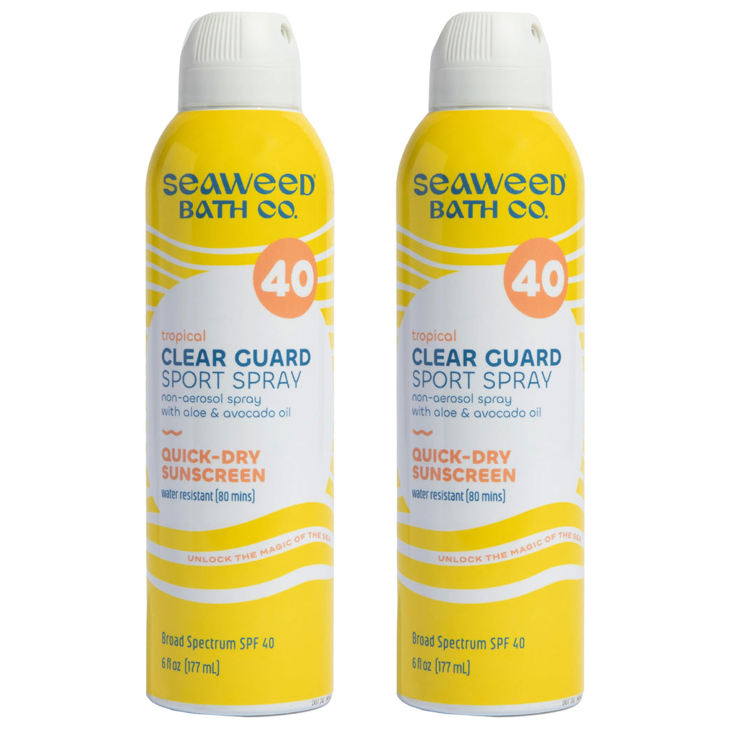 Seaweed Bath Co. Clear Guard SPF 40 Sport Sunscreen Spray – 6 oz (Pack of 2)