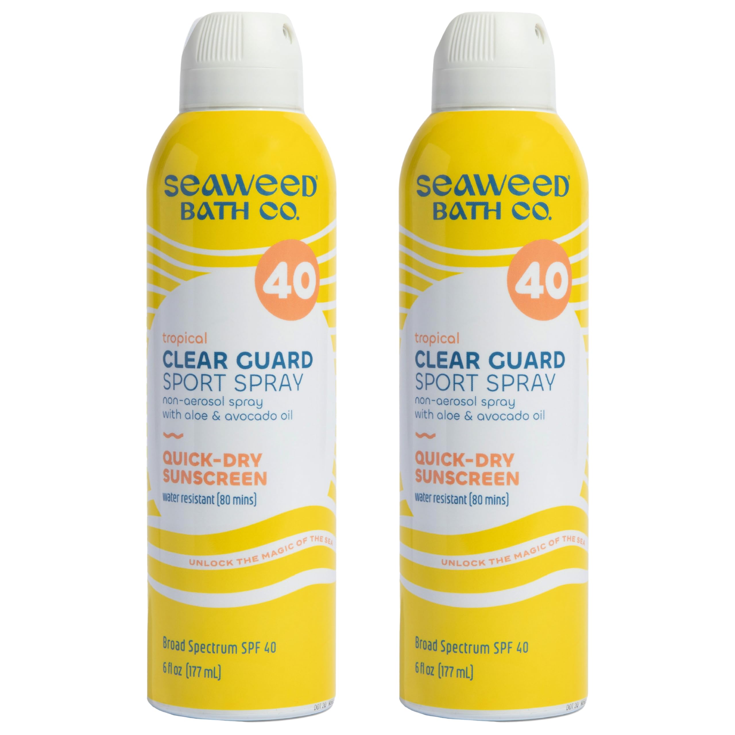 Seaweed Bath Co. Clear Guard SPF 40 Sport Sunscreen Spray – 6 oz (Pack of 2)