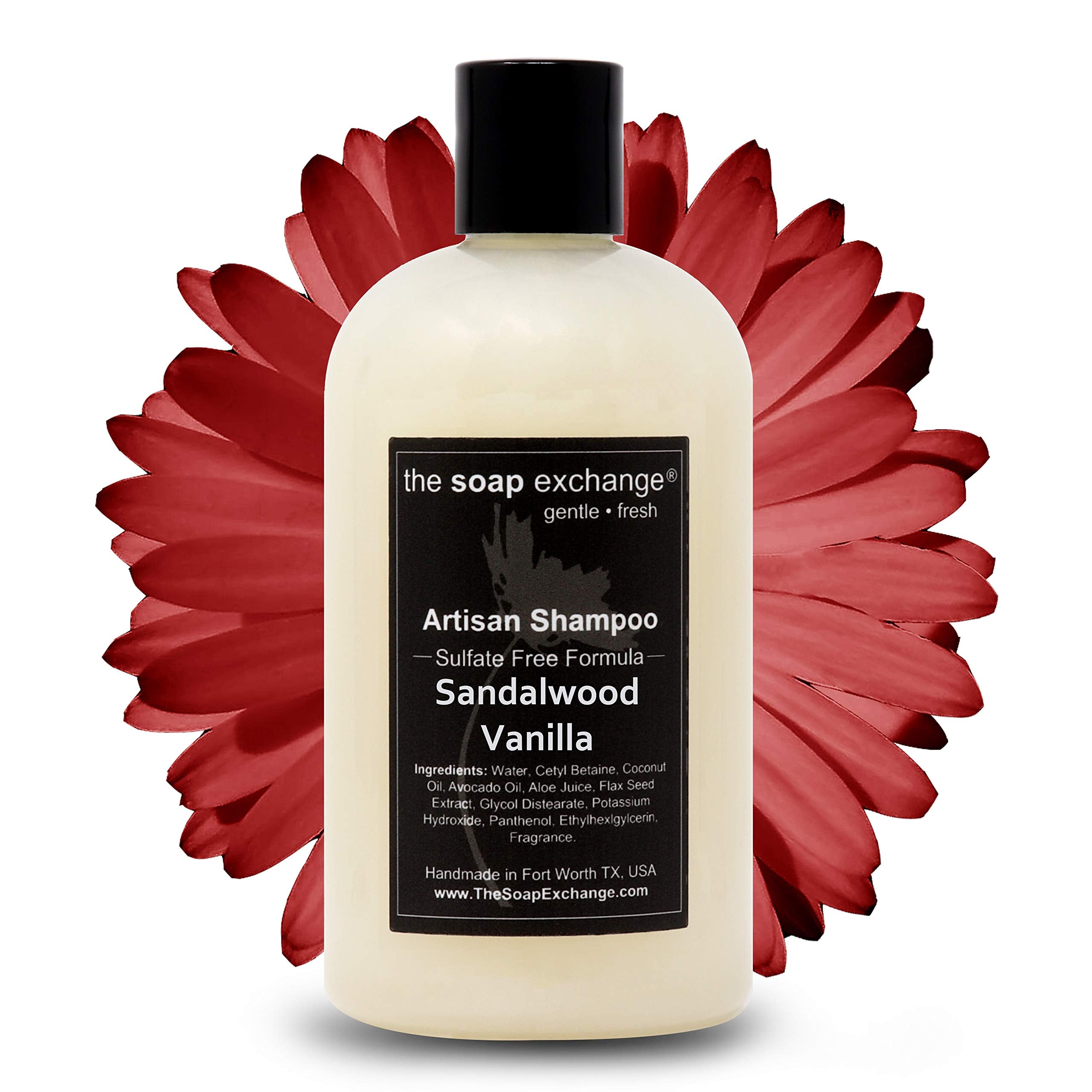 The Soap Exchange Hair Shampoo – Sandalwood Vanilla (12 oz) | Handcrafted USA, Sulfate & Paraben Free