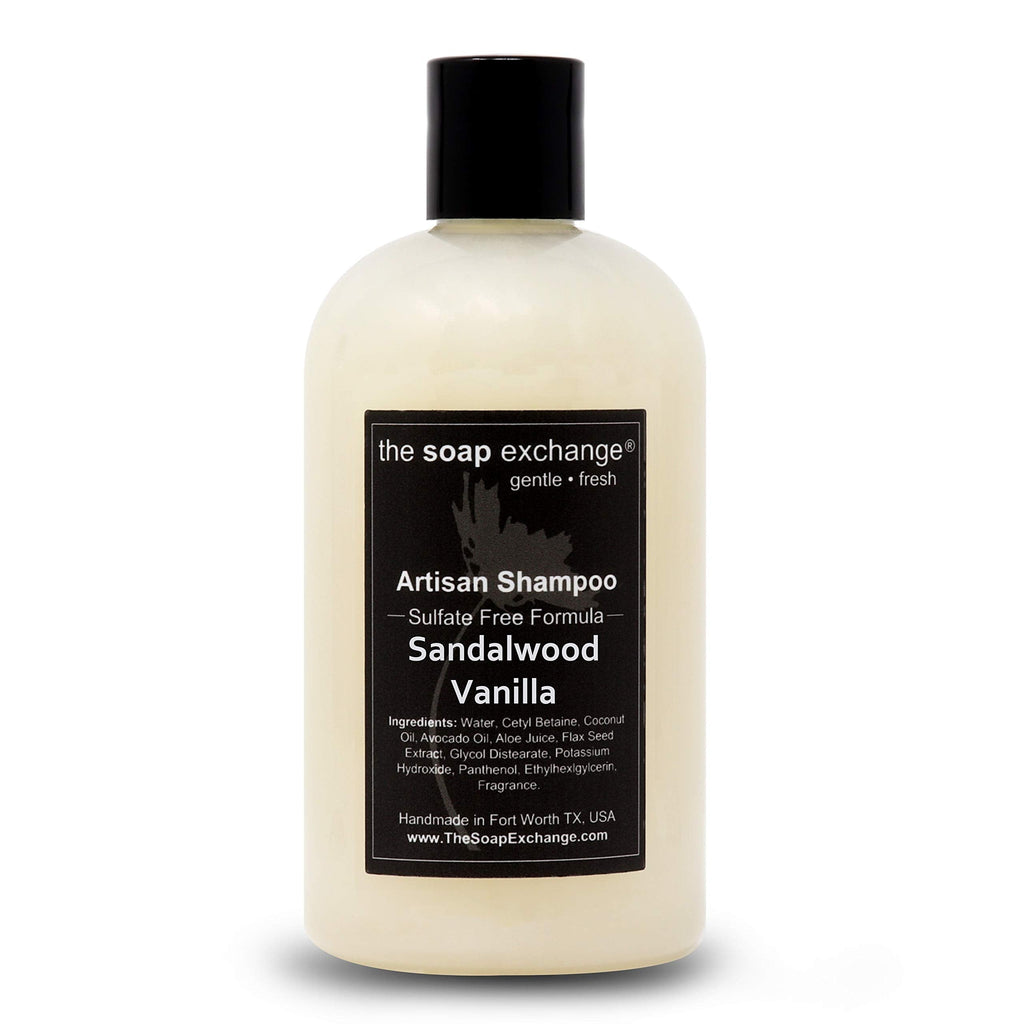 The Soap Exchange Hair Shampoo – Sandalwood Vanilla (12 oz) | Handcrafted USA, Sulfate & Paraben Free