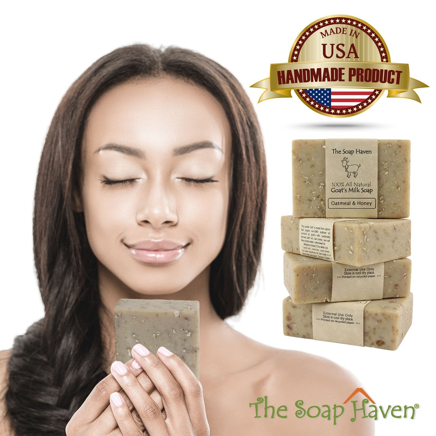 The Soap Haven Oatmeal Honey Goat Milk Soap Bars — Handmade, All Natural, Unscented, SLS & Paraben Free