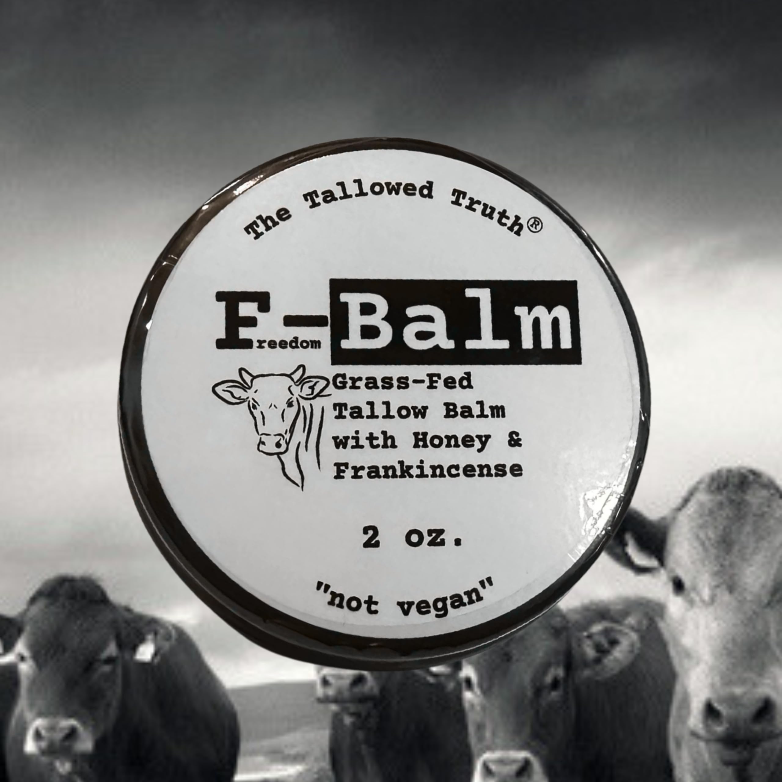 The Tallowed Truth F-Balm Tallow – Grass-fed, Grass-finished Tallow – 5 Ingredients Only – Canadian-made All-Purpose Tallow Balm – Made in Canada – For Face & Body (2 oz, Original)