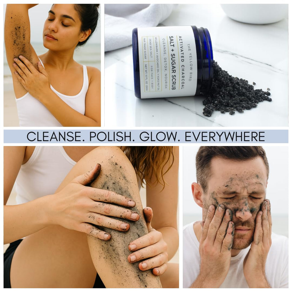 The Yellow Bird Activated Charcoal Scrub – Face & Body Exfoliant for Smooth Skin