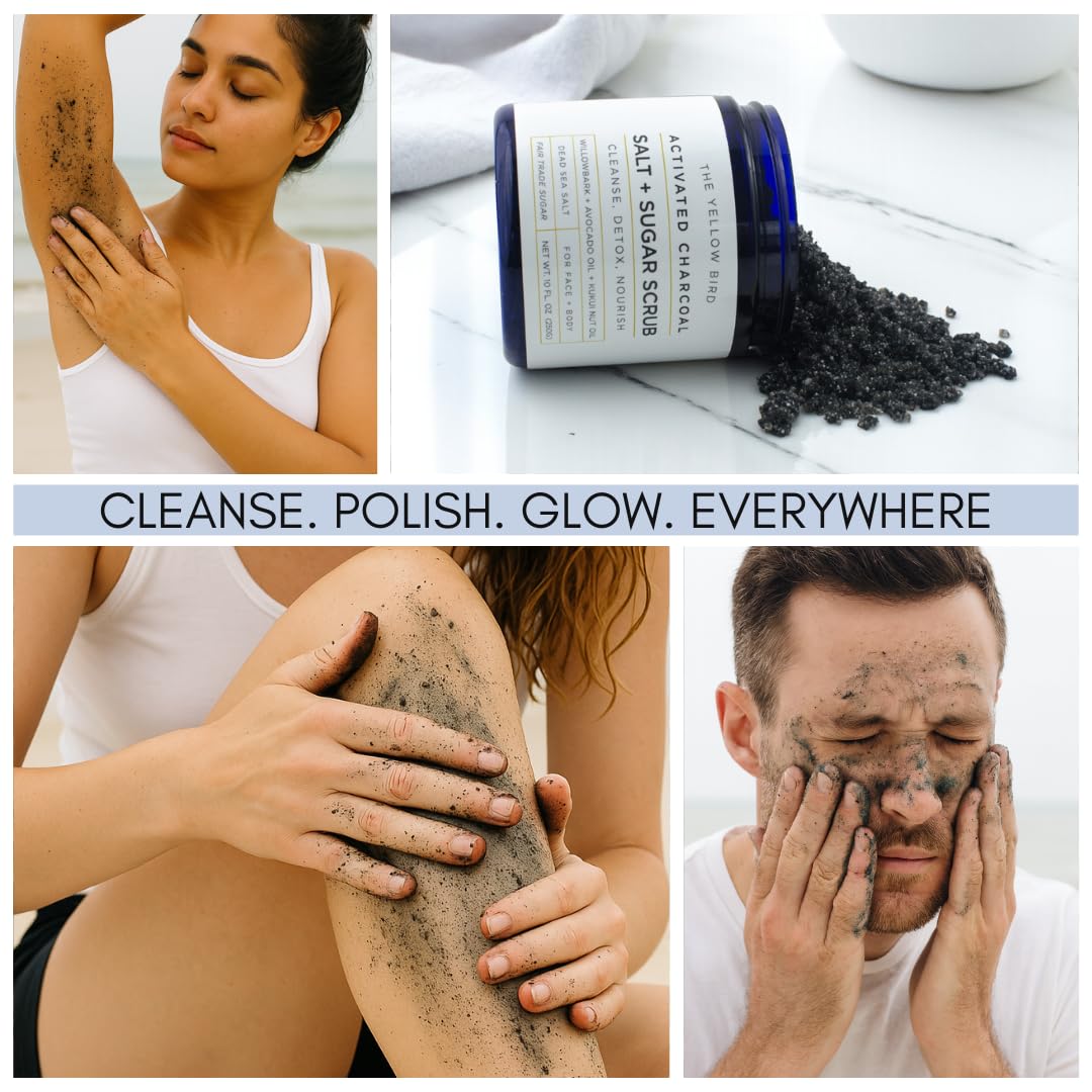 The Yellow Bird Activated Charcoal Scrub – Face & Body Exfoliant for Smooth Skin