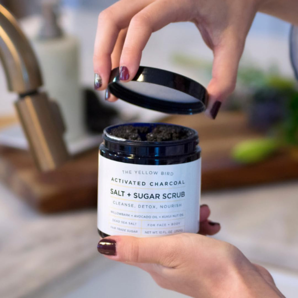 The Yellow Bird Activated Charcoal Scrub – Face & Body Exfoliant for Smooth Skin