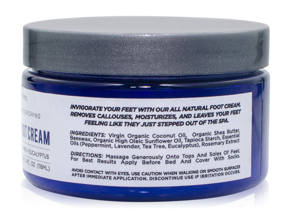 The Yellow Bird Natural Tea Tree Foot Cream & Organic Foot Balm – Peppermint Moisturizer for Dry Feet, Cracked Heels & Athlete’s Foot Relief – Made in USA