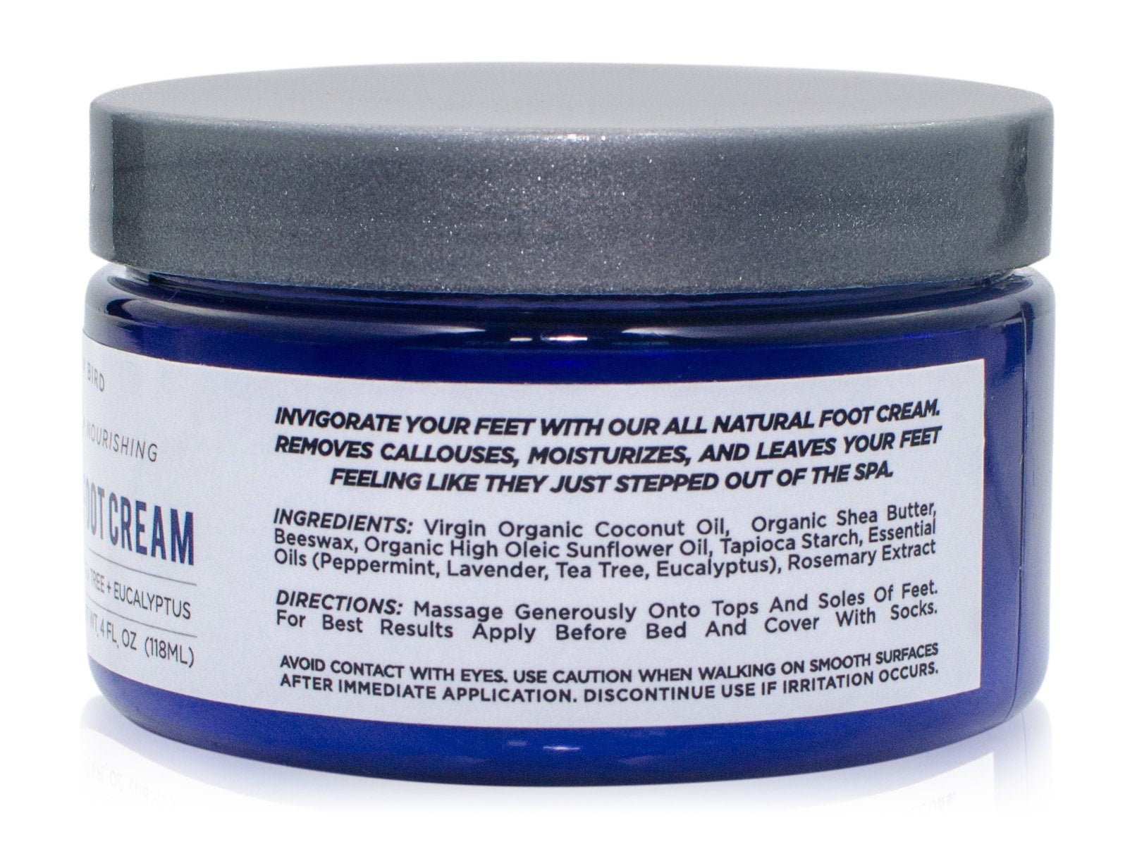 The Yellow Bird Natural Tea Tree Foot Cream & Organic Foot Balm – Peppermint Moisturizer for Dry Feet, Cracked Heels & Athlete’s Foot Relief – Made in USA