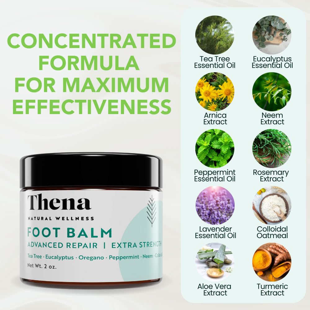 Thena Athletes Foot Cream Extra Strength Herbal Relief – Tea Tree, Neem & Menthol | THENA Natural Wellness