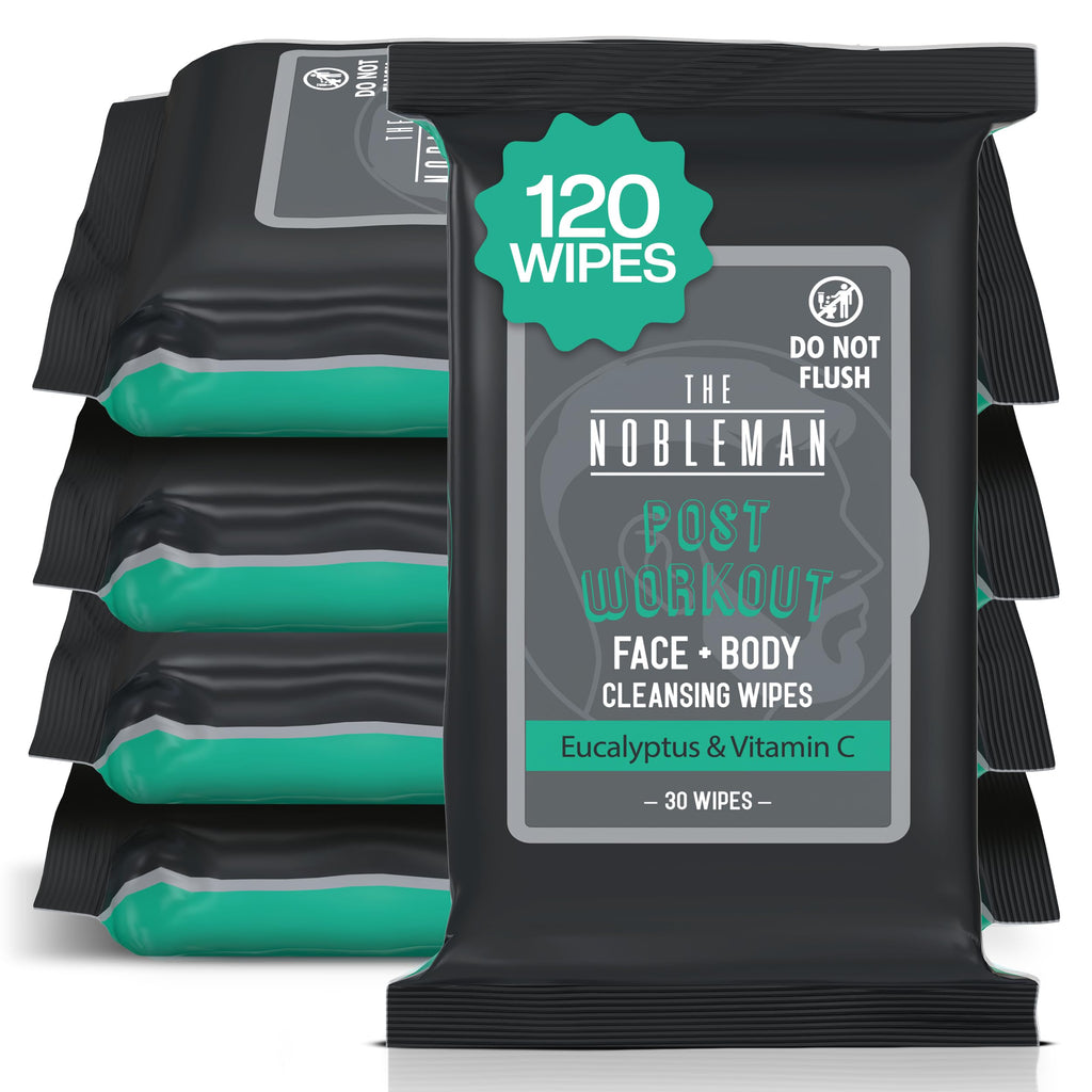 The Nobleman 4-Pack Cleansing Wipes – Post-Workout, Eucalyptus & Vitamin C (120 Ct)