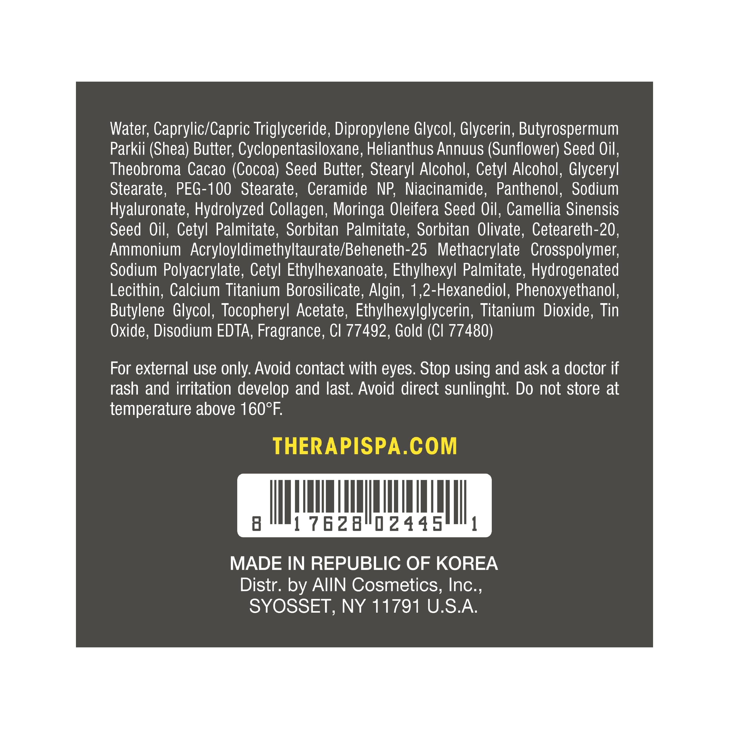 THERAPISPA Moisturizing Body Butter – Rich Shea, Ceramides, Collagen & Vitamin B5 (Gold, 7.0 oz)