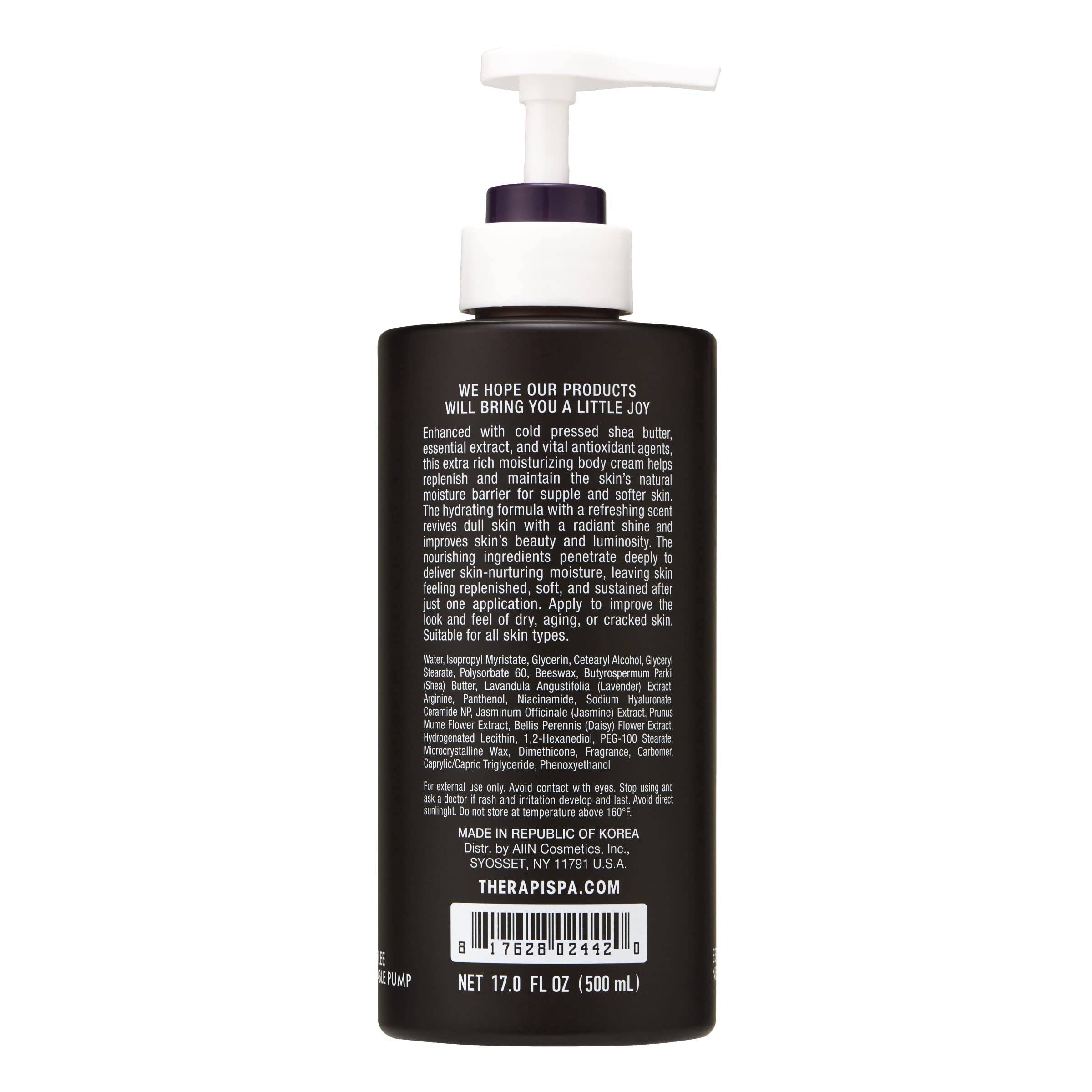 THERAPISPA Scented Body Lotion for Women – Calming Lavender Moisturizer with Shea Butter & Ceramides, 17 oz