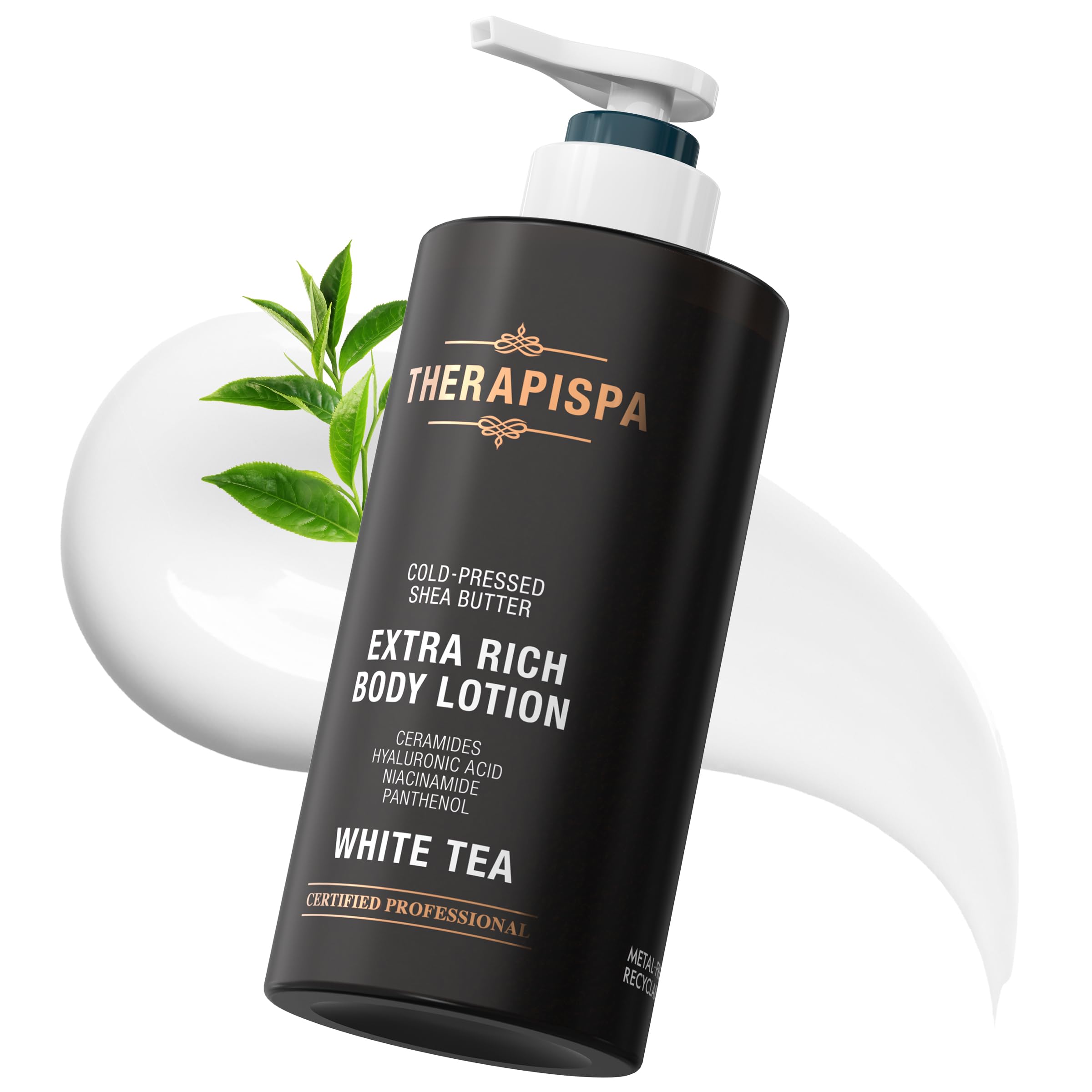 THERAPISPA Scented Body Lotion for Women – Hydrating Moisturizer with Shea Butter, Ceramides & Panthenol (White Tea) – 17 fl oz