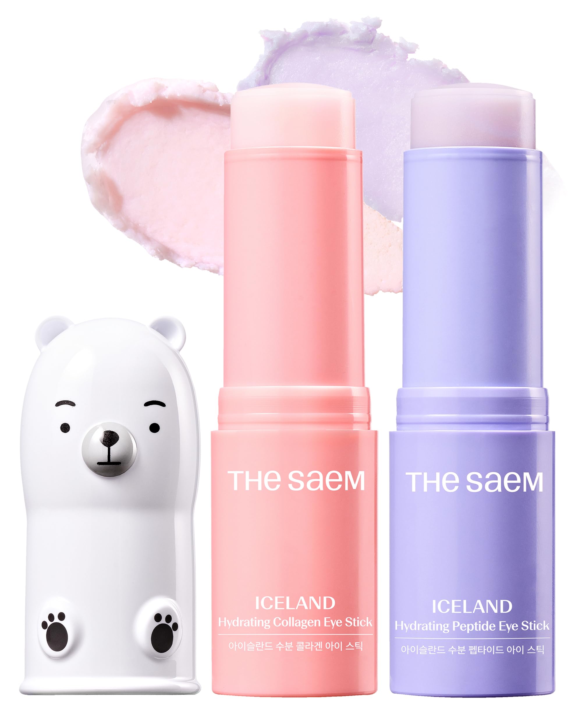 THESAEM Iceland Eye Stick Bundle – 2 Pack (Collagen + Peptide) 0.38 oz Each | Cooling Under-Eye Care with 6-Type Collagen & 5-Peptide Complex