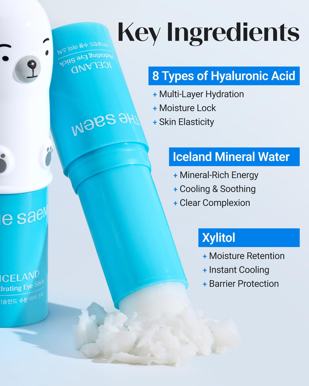 THESAEM Iceland Hydrating Eye Stick – Cooling Under-Eye Balm for Dark Circles, Puffiness & Wrinkles | 0.38 oz 2 Pack