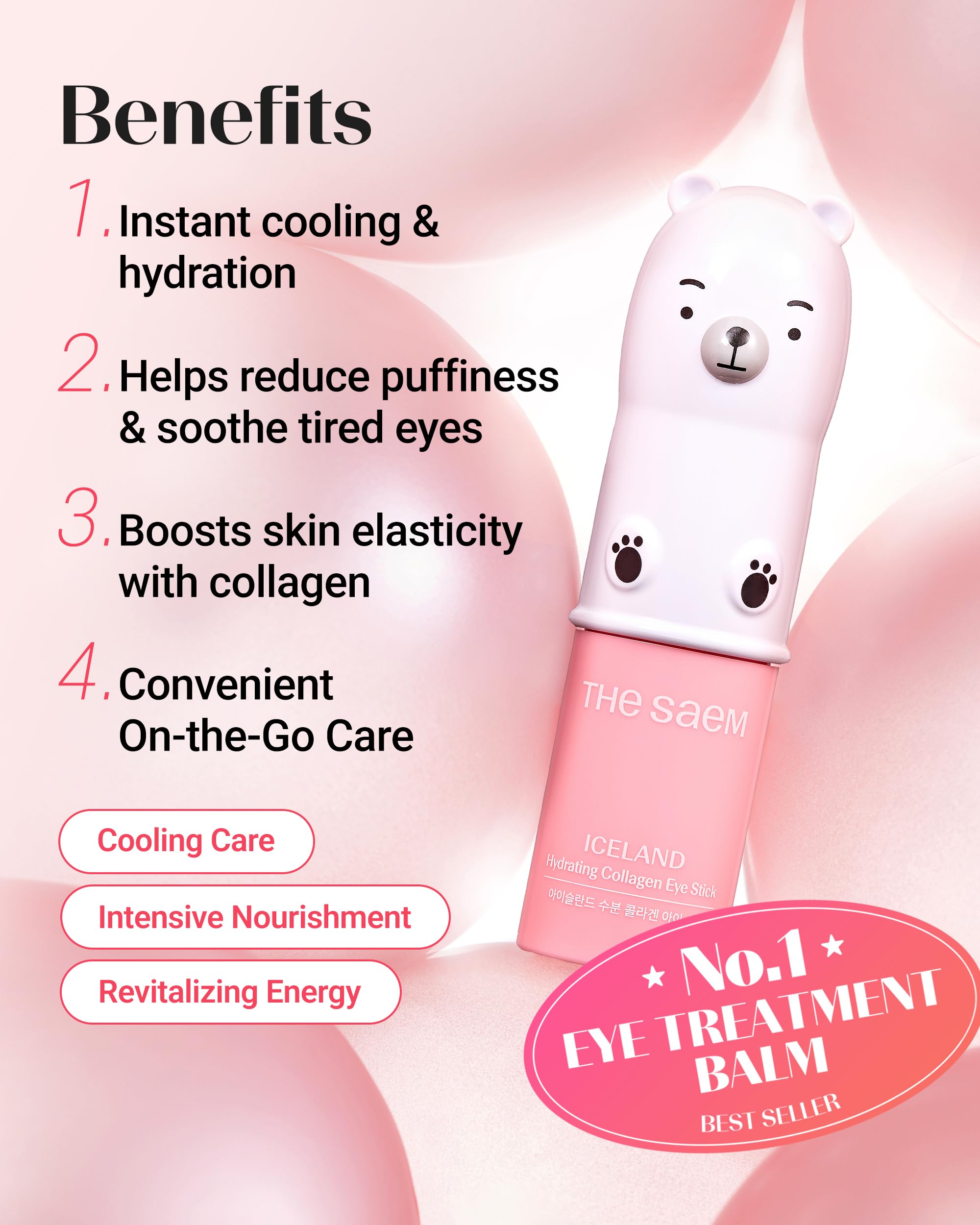THESAEM Iceland Hydrating Collagen Eye Stick 2 Pack (0.38 oz Each) – Rose Scent