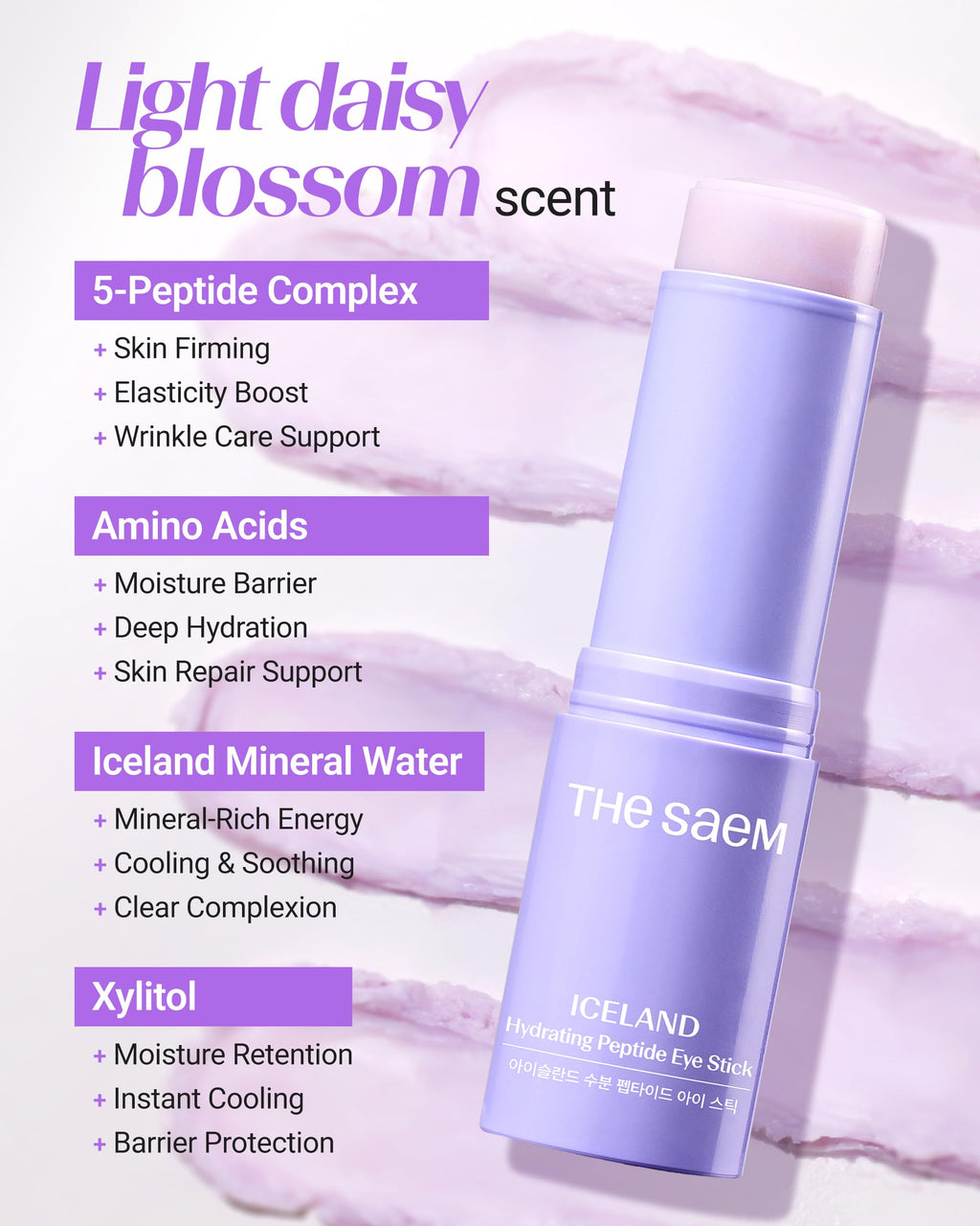 THESAEM Iceland Eye Stick Bundle – 2 Pack (Collagen + Peptide) 0.38 oz Each | Cooling Under-Eye Care with 6-Type Collagen & 5-Peptide Complex
