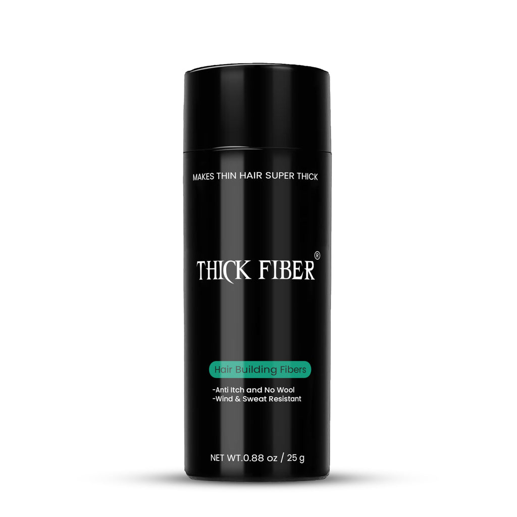 THICK FIBER Hair Fibers for Thinning Hair & Bald Spots (Gray) – 25g Bottle – Conceals Hair Loss in Seconds