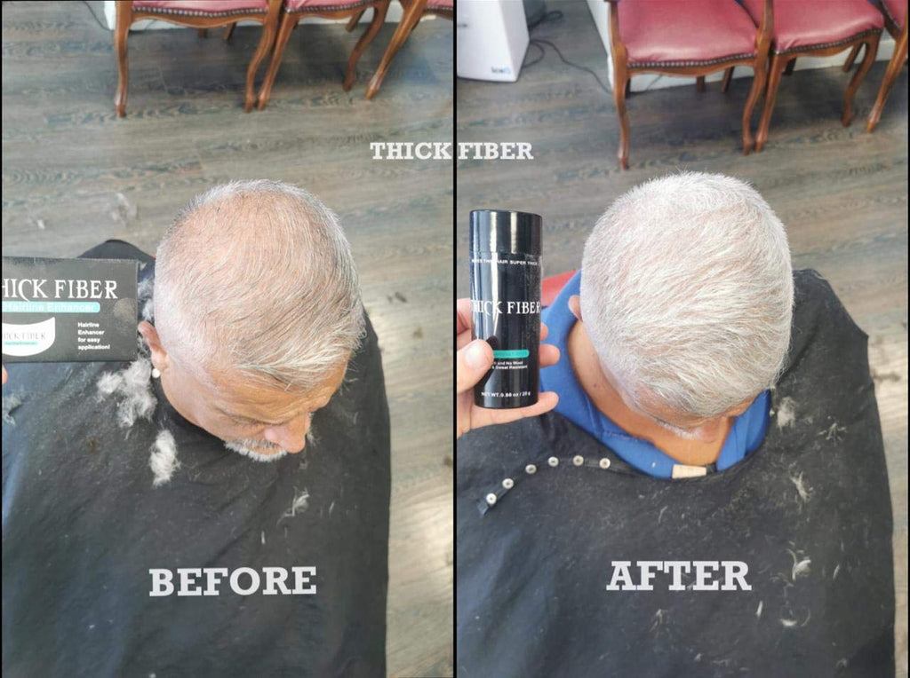 THICK FIBER Hair Fibers for Thinning Hair & Bald Spots (Gray) – 25g Bottle – Conceals Hair Loss in Seconds