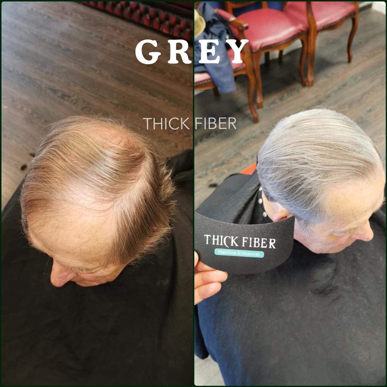 THICK FIBER Hair Fibers for Thinning Hair & Bald Spots (Gray) – 25g Bottle – Conceals Hair Loss in Seconds