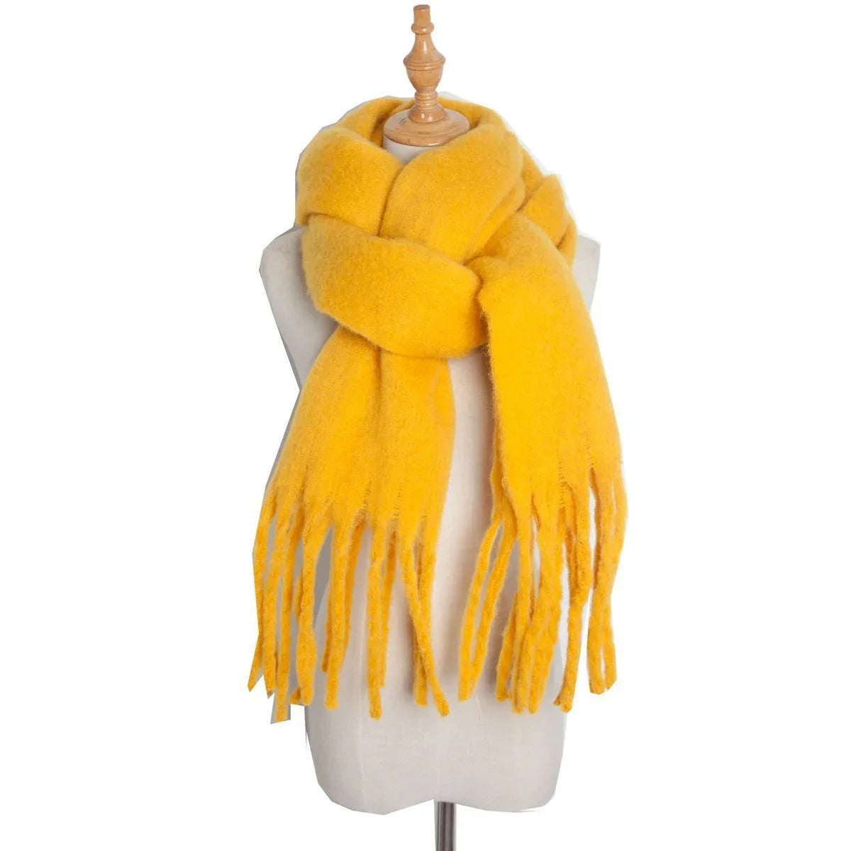 Thick Women's Scarf in Mohair Twist Braid, Stylish Plush Winter Accessory for Warmth and Elegance