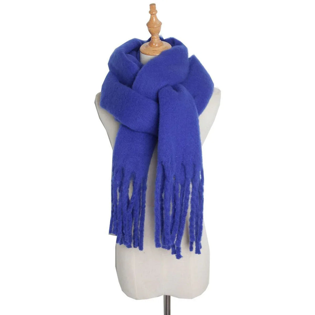 Thick Women's Scarf in Mohair Twist Braid, Stylish Plush Winter Accessory for Warmth and Elegance