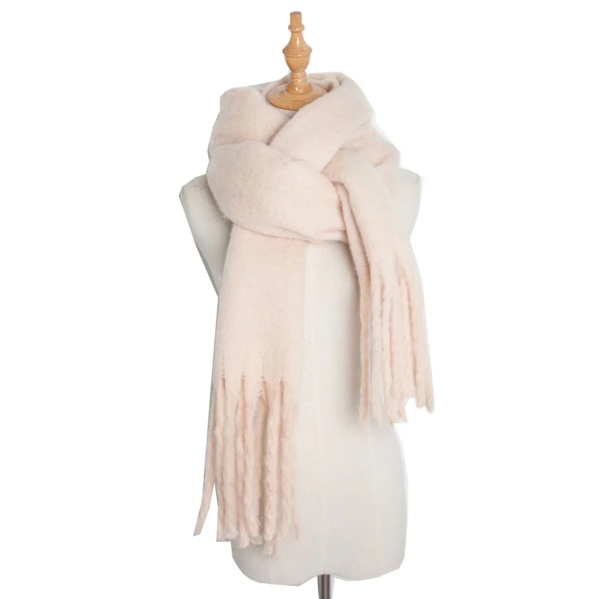 Thick Women's Scarf in Mohair Twist Braid, Stylish Plush Winter Accessory for Warmth and Elegance