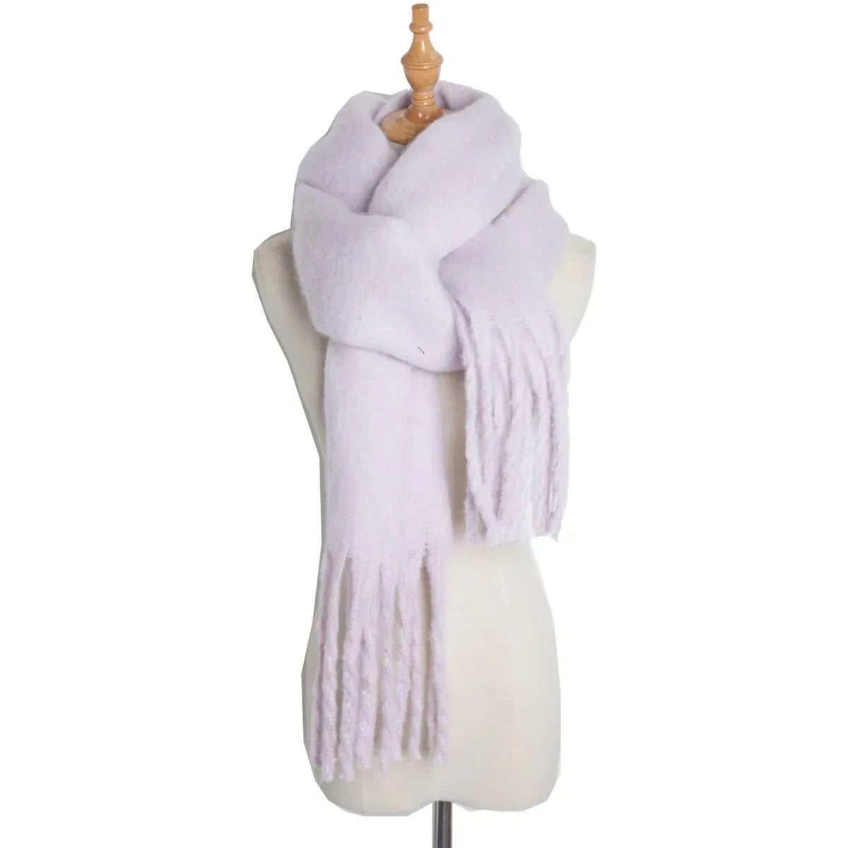 Thick Women's Scarf in Mohair Twist Braid, Stylish Plush Winter Accessory for Warmth and Elegance