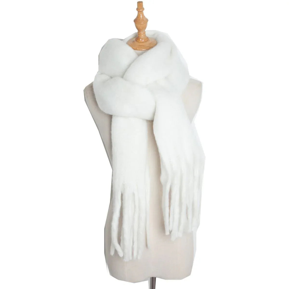 Thick Women's Scarf in Mohair Twist Braid, Stylish Plush Winter Accessory for Warmth and Elegance