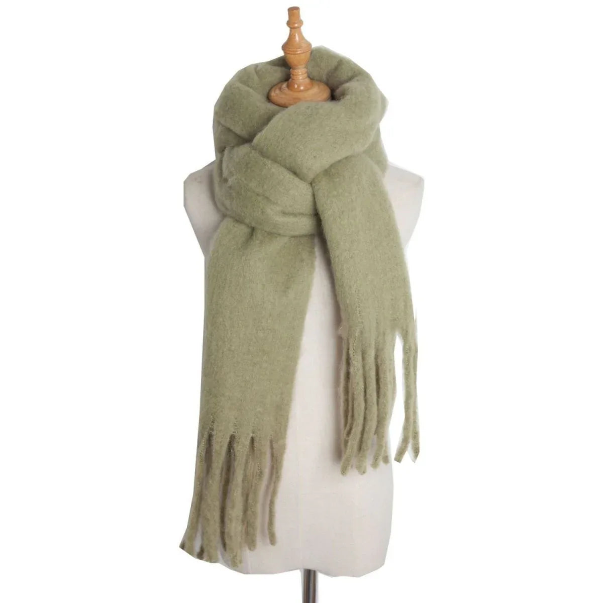 Thick Women's Scarf in Mohair Twist Braid, Stylish Plush Winter Accessory for Warmth and Elegance