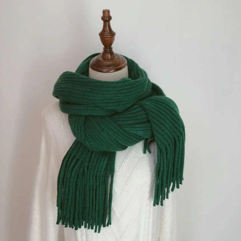 Thickened Warm Scarf For Couples - Versatile Acrylic Knit With Tassels, 40 x 200cm, Winter Styles