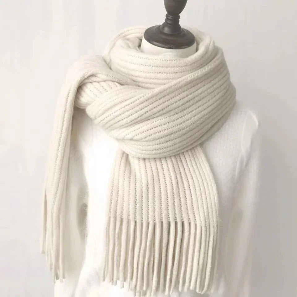 Thickened Warm Scarf For Couples - Versatile Acrylic Knit With Tassels, 40 x 200cm, Winter Styles