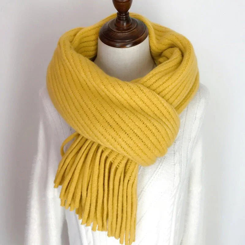 Thickened Warm Scarf For Couples - Versatile Acrylic Knit With Tassels, 40 x 200cm, Winter Styles