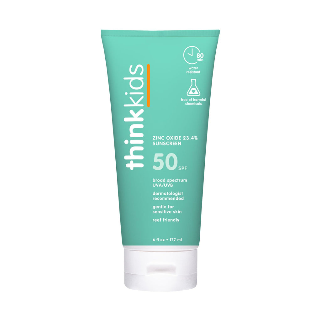 Thinkkids SPF 50+ Mineral Sunscreen – 6 Fl Oz, Reef-Safe Sun Protection for Kids