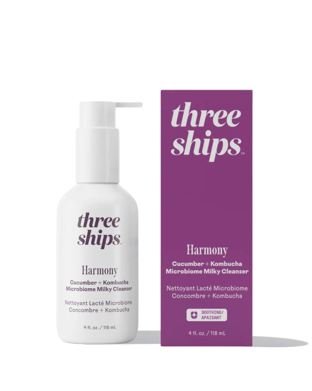 Three Ships Harmony Cucumber + Kombucha Cleanser — Microbiome Balancing for Sensitive Skin