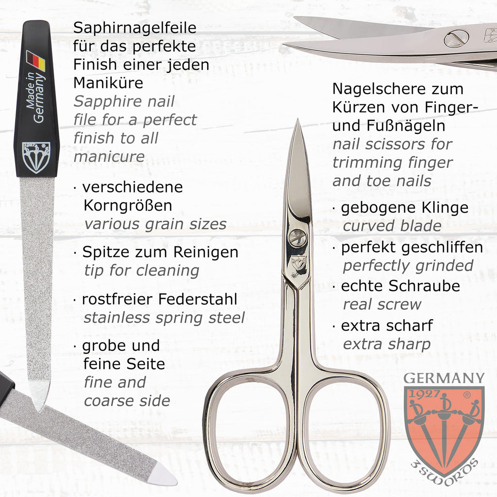 3 Swords Germany – 10-Piece Manicure & Pedicure Kit | Premium Nail Care Set in Gift Box (7797)