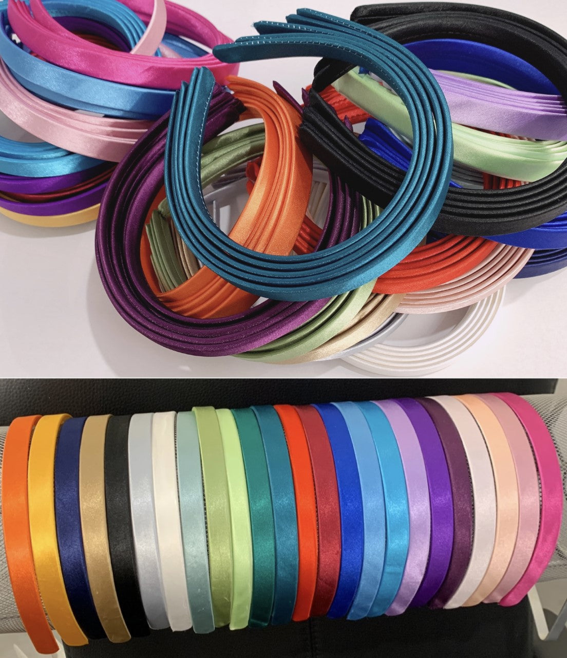 5 x 15mm Thick Plain Satin Headbands Pack School Girls Alice Hair Band DIY Headband Set UK