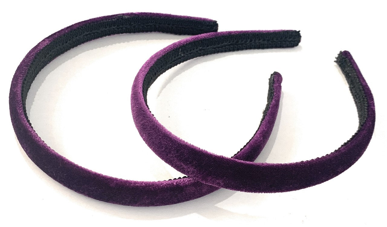2 x Velvet Girls School Headband Alice band Hair Accessories - High Quality UK - Purple