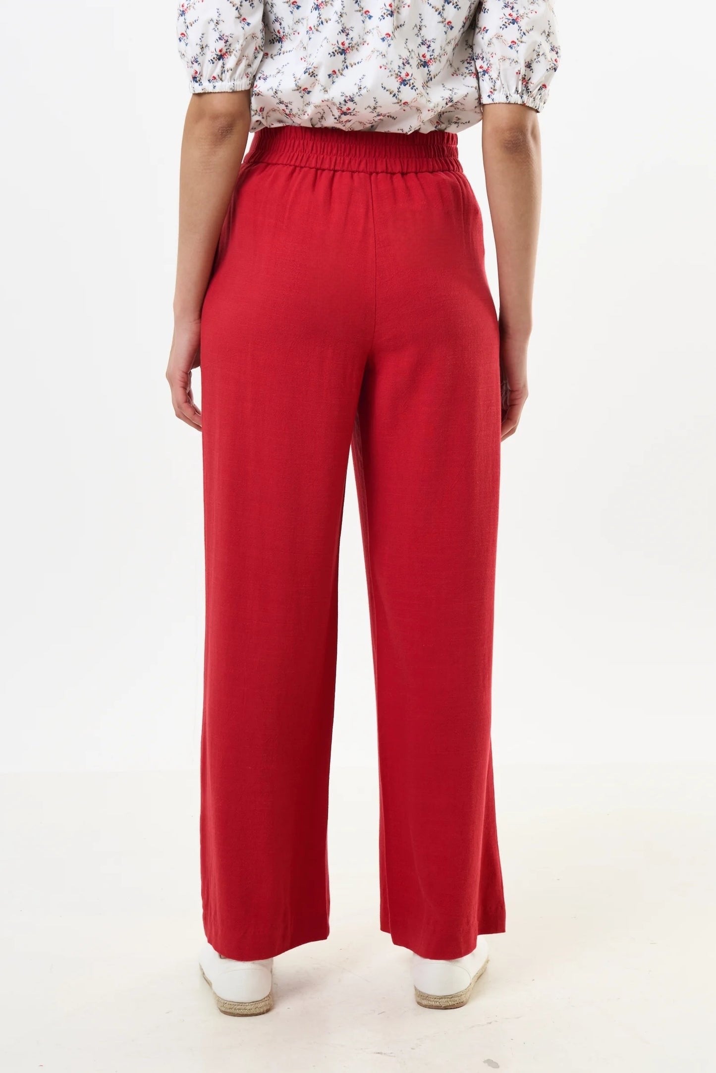 Tilde Linen Mix Straight Leg Trousers - Red