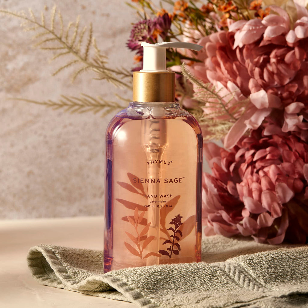 Thymes Moisturizing Hand Wash with Pump – Glycerin & Calendula, Siena Sage (8.25 oz)