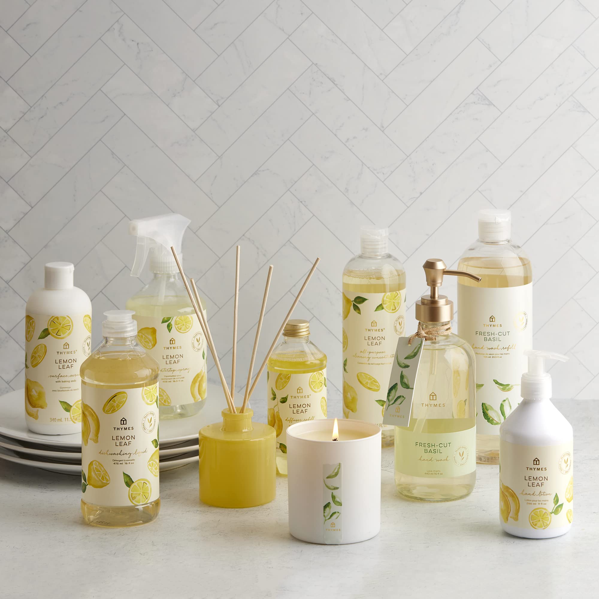 Thymes Hand Wash Refill | Fresh-Cut Basil Scented Liquid Soap, Deeply Cleansing & Hydrating, Plant-Based, 24.5 fl oz