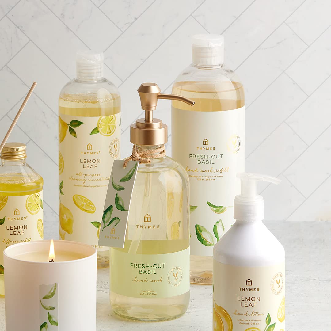 Thymes Hand Wash Refill | Fresh-Cut Basil Scented Liquid Soap, Deeply Cleansing & Hydrating, Plant-Based, 24.5 fl oz