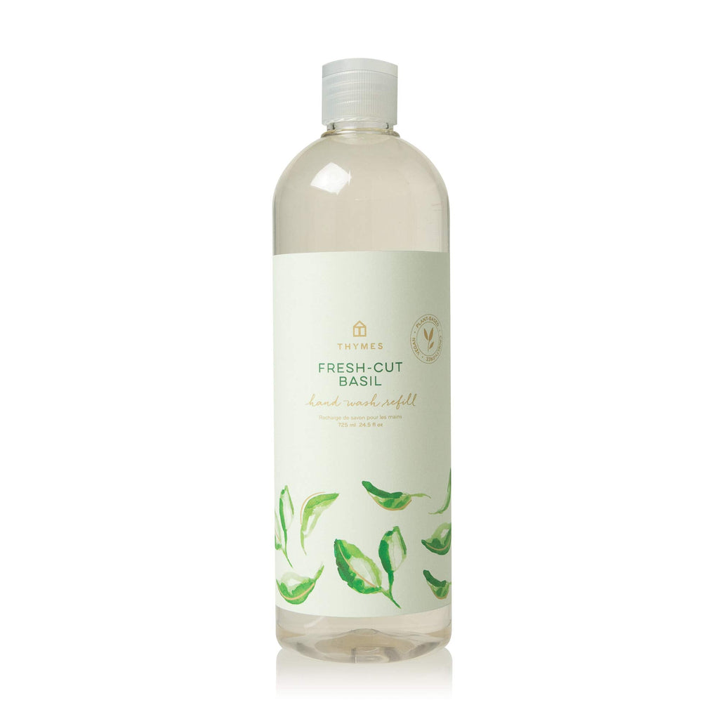 Thymes Hand Wash Refill | Fresh-Cut Basil Scented Liquid Soap, Deeply Cleansing & Hydrating, Plant-Based, 24.5 fl oz