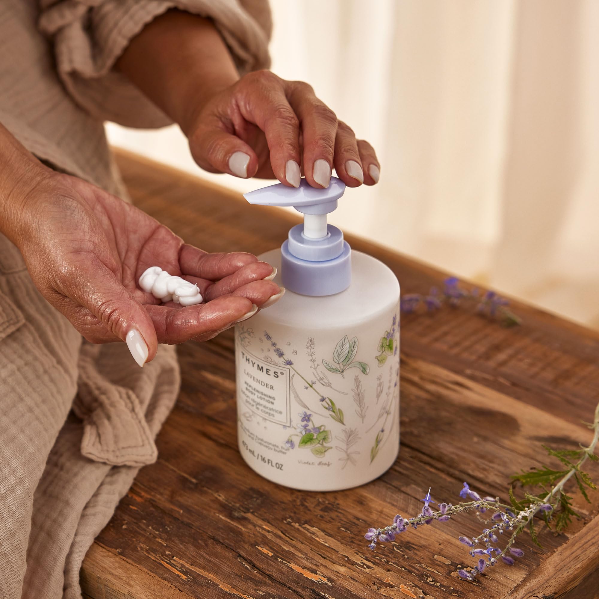 Thymes Large Replenishing Body Lotion – Lavender & Rosewood, 16 oz