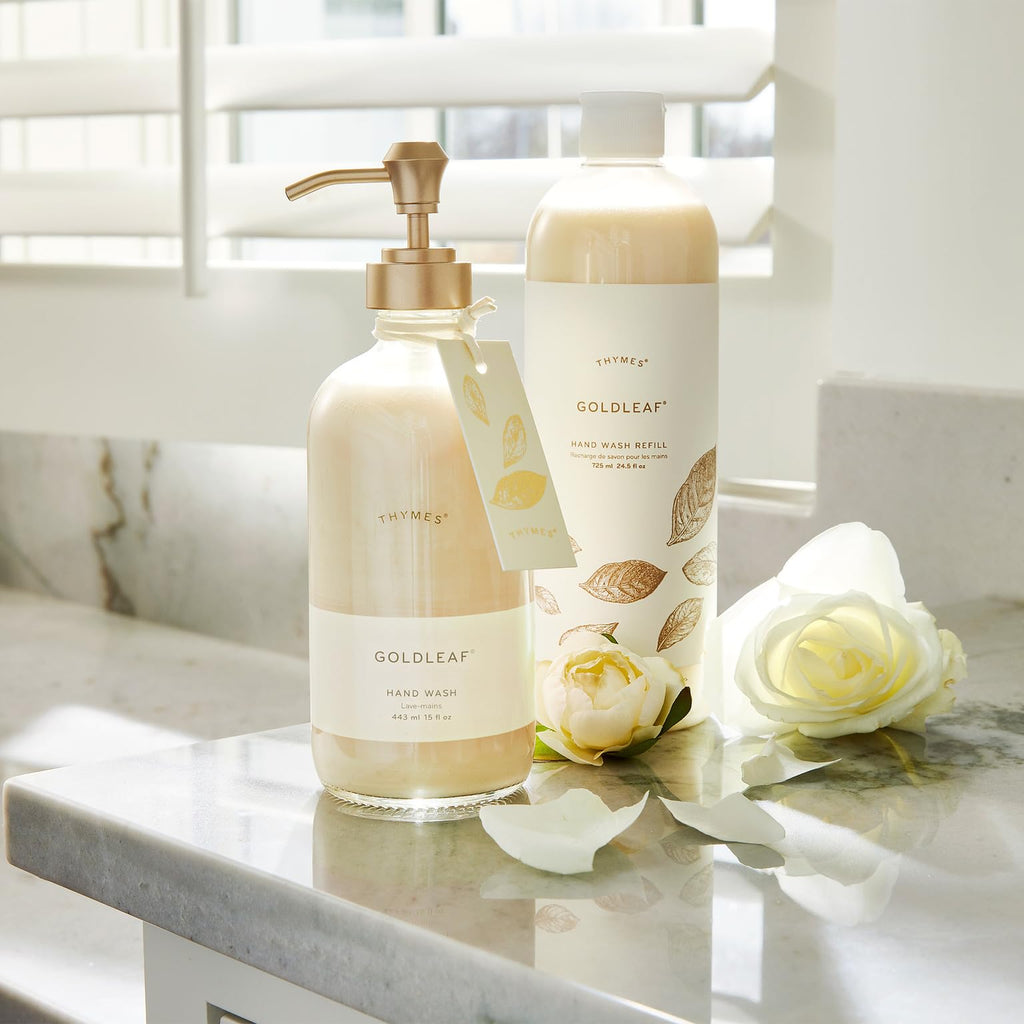 Thymes Goldleaf Hand Wash – 15 Fl Oz | Luxurious Floral Fragrance & Hydration