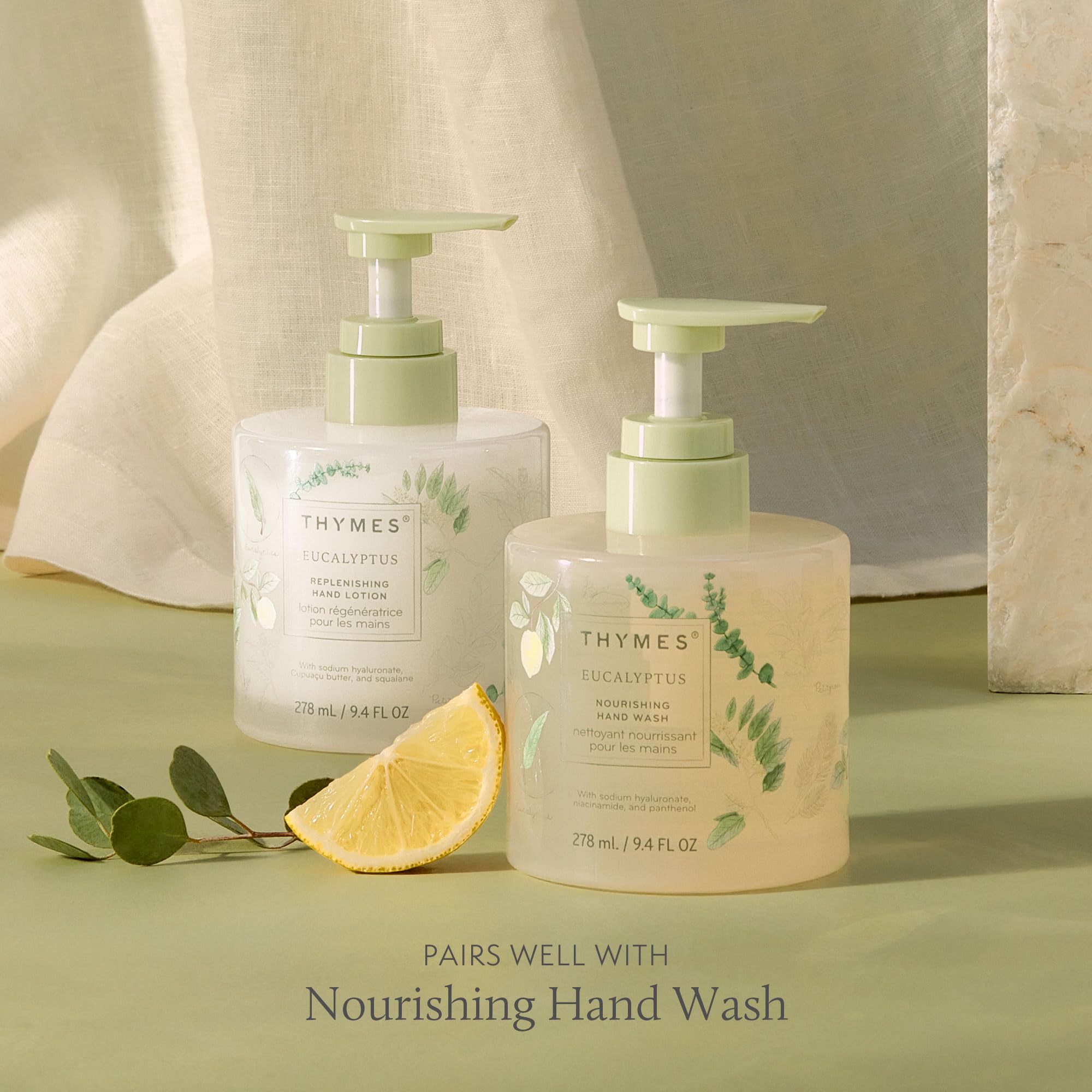 Thymes Replenishing Hand Lotion for Dry Skin – Daily Moisturizer with Sodium Hyaluronate & Squalane, Eucalyptus, 9.4 fl oz